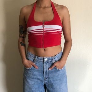 Red/White halter top (NO TRADE)